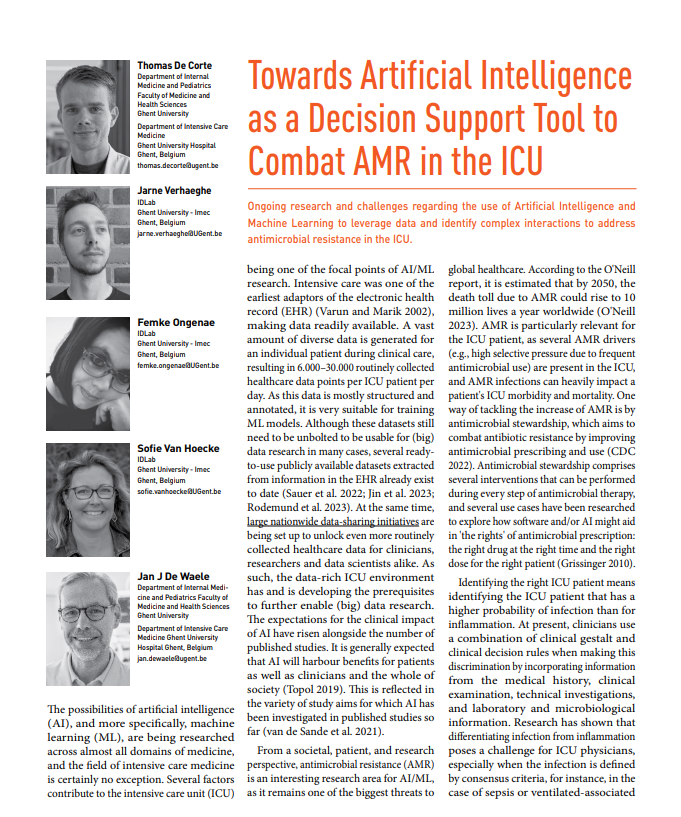 Ongoing research and challenges regarding the use of #ArtificialInteligence and #MachineLearning to leverage data and identify complex interactions to address antimicrobial resistance in the ICU.

Read more iii.hm/icu42023decorte

#ICU #AI #ML #AntimicrobialResistance #AMR