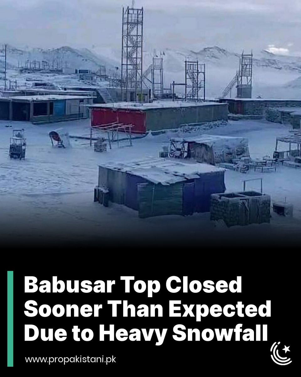 ProPakistaniPK's tweet photo. The route would be reopened if the weather improves and snow clears.
Read More: https://t.co/tSDEe8mU9p
#BabusarTop #BabusarPass #RoadBlock #RoadClosure #Snowfall https://t.co/kEXsK11yHS