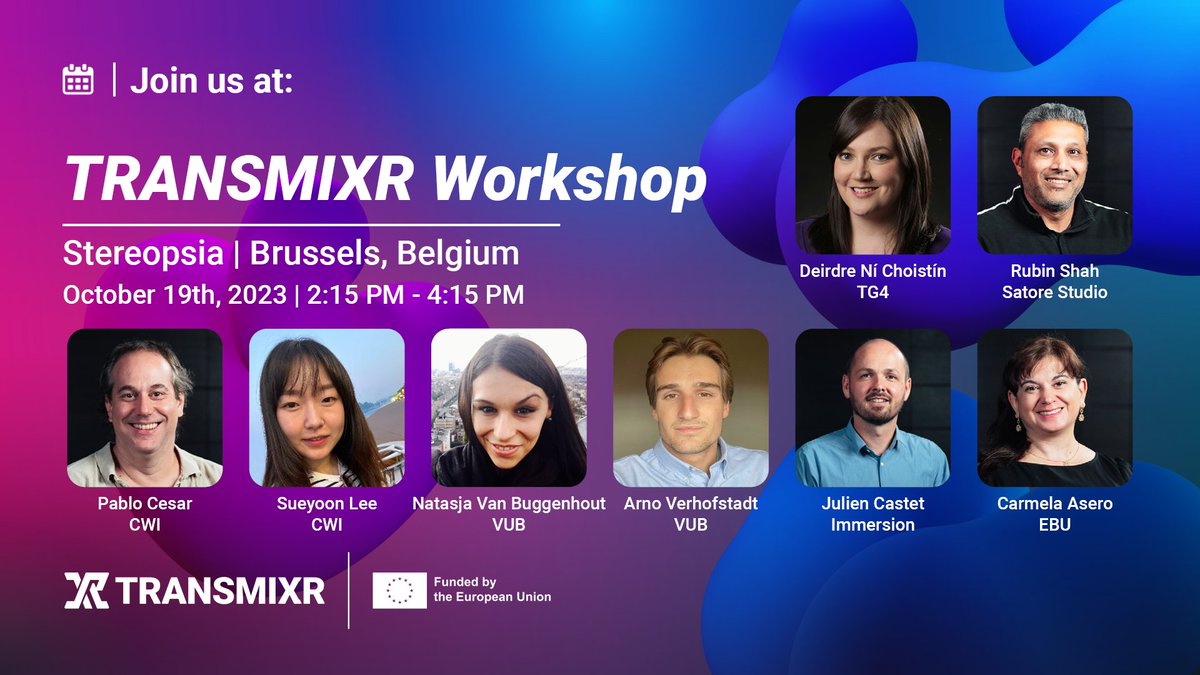 TRANSMIXR's tweet image. 📅 Don't miss out! Register today to become a part of the TRANSMIXR Workshop at @Stereopsia on October 19th, from 2:15 to 4:15 PM.

The TRANSMIXR team is excited to connect with #XR pioneers during this event. 

🔗 stereopsia.com/portfolio/tran…

#VirtualWorlds #ImmersiveTechnologies