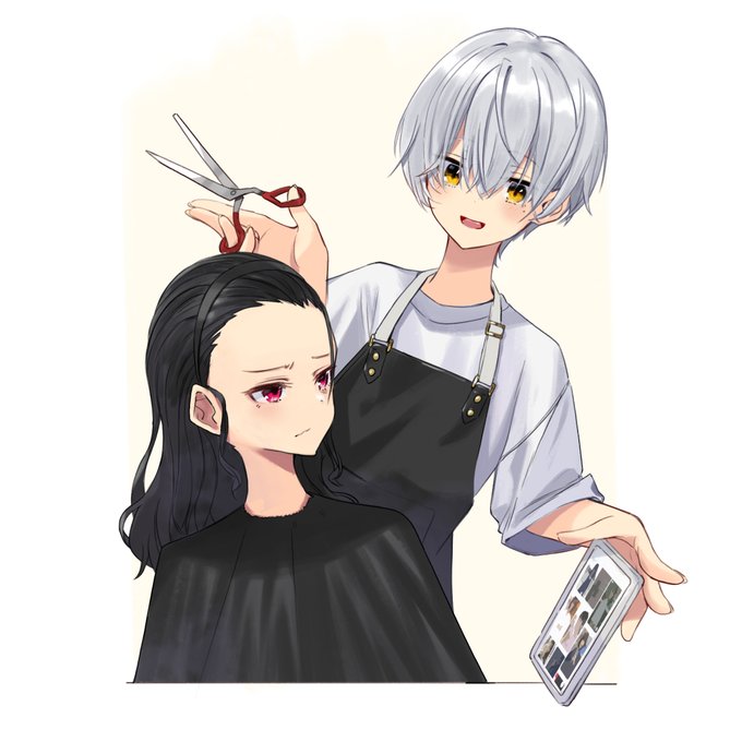 「cutting hair holding scissors」 illustration images(Latest)