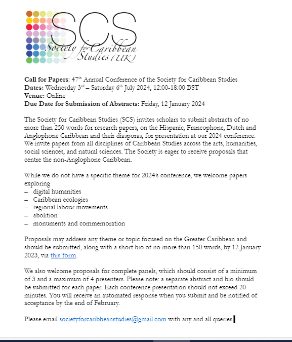 🚨CONFERENCE 2024🚨 SCS are pleased to announce our CfP for our 2024 annual conference, taking place online 3 - 6 July 2024. Closing date for abstracts: 12 January 2024. You can submit here: docs.google.com/forms/d/1K_Fbx… Please RT