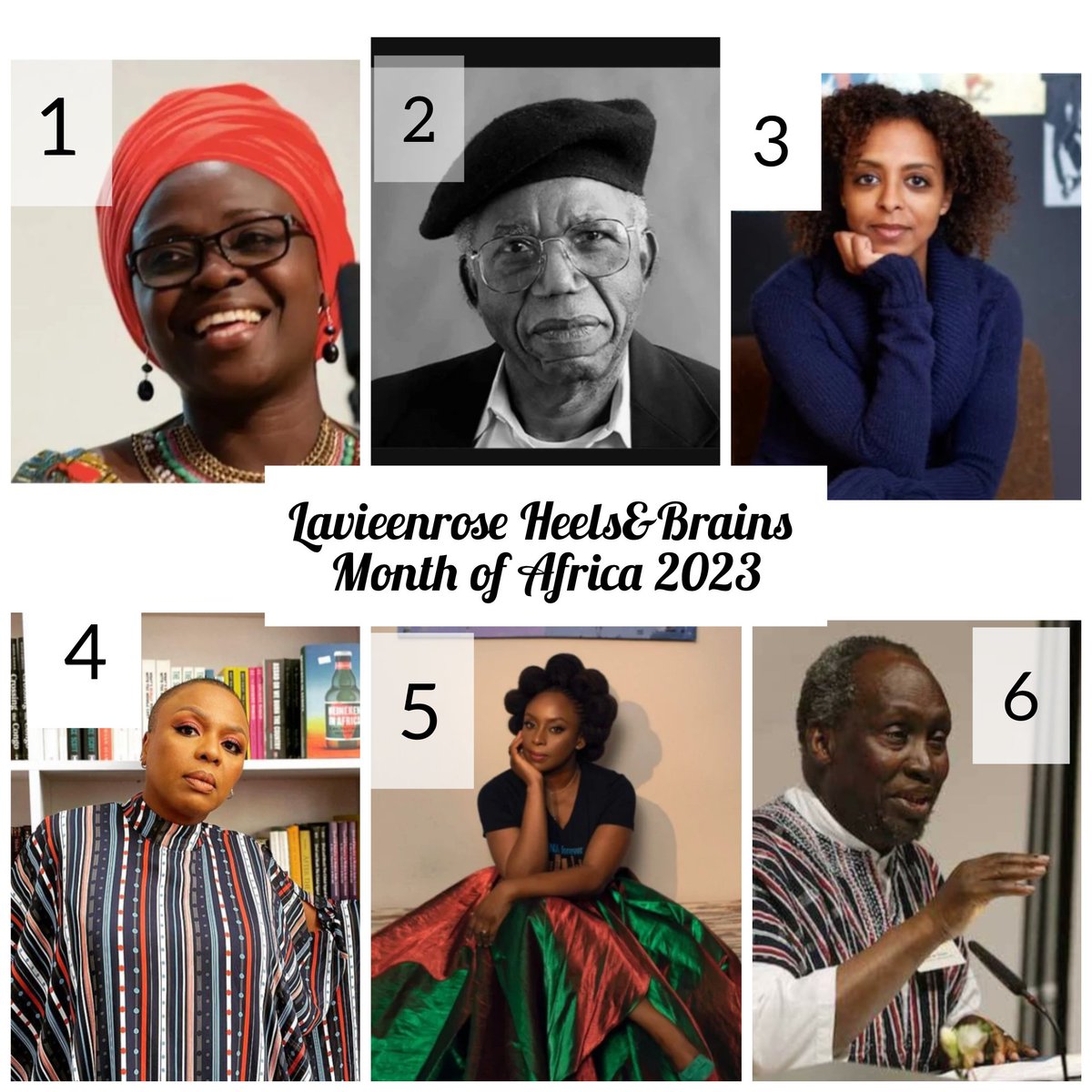 Faces of some great  African  writers , photo  1 is the author of the  book for this month , while  6 is the author of the book we reviewed in the month of August 2023.
Do you recognise  any of them?
#africanauthors
#bookclub
#exploreafrica 
#readingcommunity 
#lavieenroseng