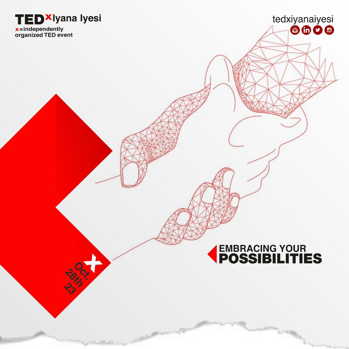 And it’s finally here! 

The TEDx Event you’ve been waiting for is only 11 days away!
Have you gotten your tickets? 
Ticket sales ends this weekend 

#tedxiyanaiyesi #tedx #tedxevents #EmbracingYourPossibilities #tedxspeaker #28oct #linkinbio