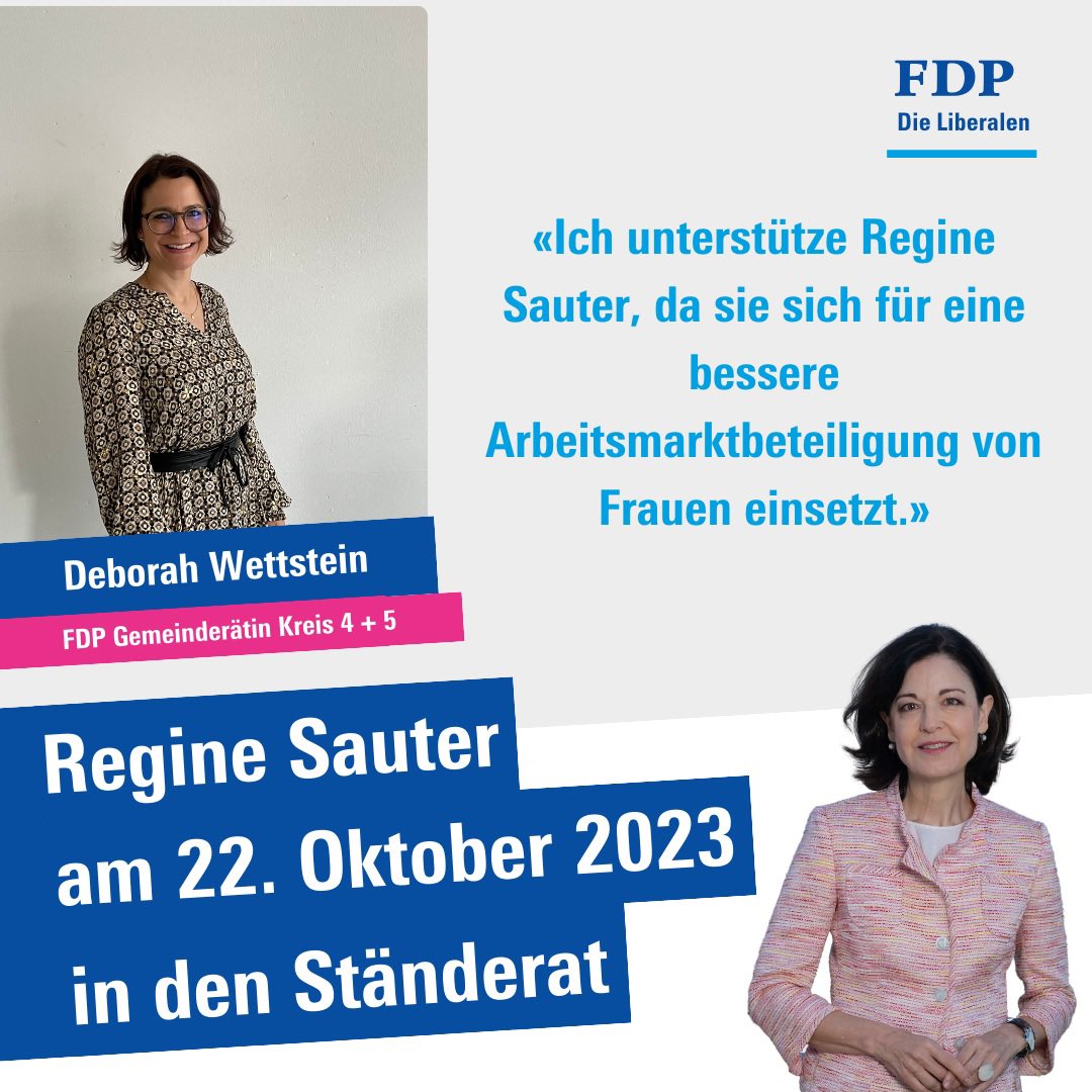 Noch nicht gewählt? Es wird höchste Zeit! Ich unterstütze <a href="/regine_sauter/">Regine Sauter</a>, denn sie gehört in den #Ständerat. 

<a href="/fdp_zh/">FDP Kanton Zürich</a> <a href="/FDPFrauenZH/">FDP Frauen Kanton Zürich</a>