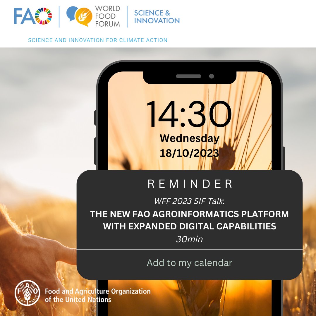 FAO e-Agriculture (@faoeagriculture) on Twitter photo 💡Join the New Vision & Developments of <a href="/FAO/">Food and Agriculture Organization</a> Digital Services Portfolio #SIF2023 #innovation Talk!
🗓️ Oct 17, 15:15-15:45 in HQ Atrium
🚀 Explore our cloud-based platform fostering digital #inclusion
📌Don't miss the future of farming 👉shorturl.at/pGLV6
#Digital4Impact 💡Join the New Vision & Developments of <a href="/FAO/">Food and Agriculture Organization</a> Digital Services Portfolio #SIF2023 #innovation Talk!
🗓️ Oct 17, 15:15-15:45 in HQ Atrium
🚀 Explore our cloud-based platform fostering digital #inclusion
📌Don't miss the future of farming 👉shorturl.at/pGLV6
#Digital4Impact