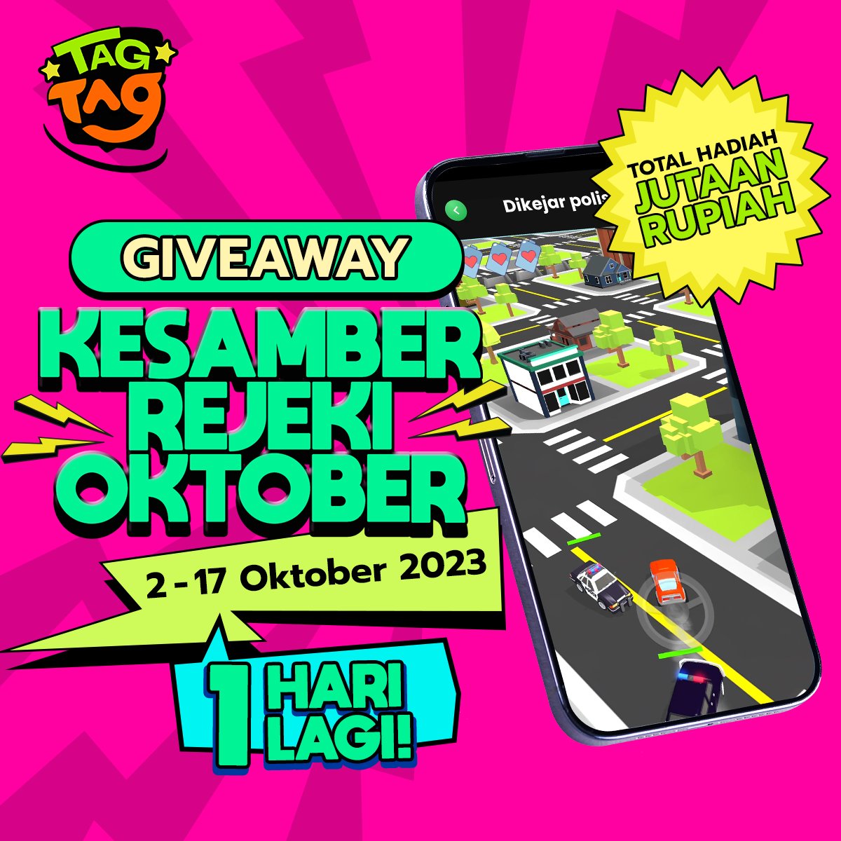 Tagtag_GG's tweet photo. Tinggal 1 hari lagi, yakin gak ikutan? Yuk! Caranya gampang banget loh
1. Ketik ID Tagtag kamu
2. Komen DONE dan masukkan ID tagtagnya
3. Selesai

Penasaran kan siapa ya bakal menang, jadi stay tuned terus di TagTag!

#TagtagGiveaway #tagtagid #tagtag #GiveawayIndonesia #giveaway https://t.co/om0wTojURJ