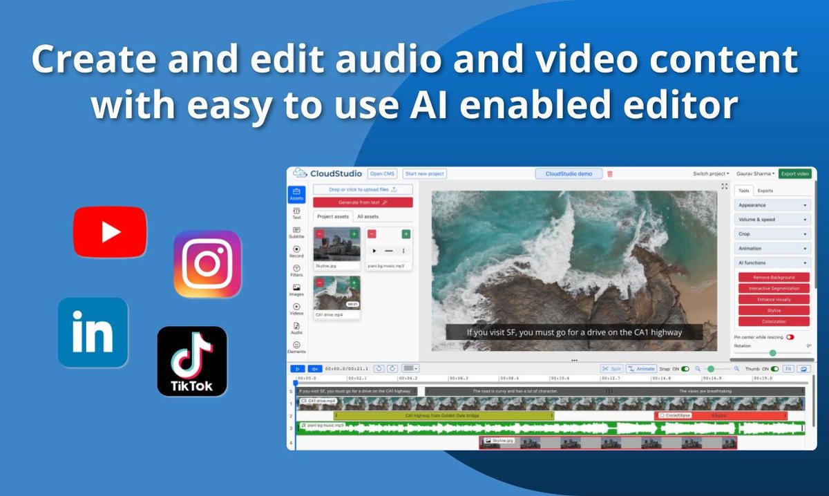 🎬 Create and edit stunning videos with CloudStudio! 🌐💻✂️ Unlock your creativity with this AI-powered web-based platform. Check out the top AI projects on aitoppicks.com and level up your video editing game! 🔥📽️ #AI #VideoEditing #CloudStudi
