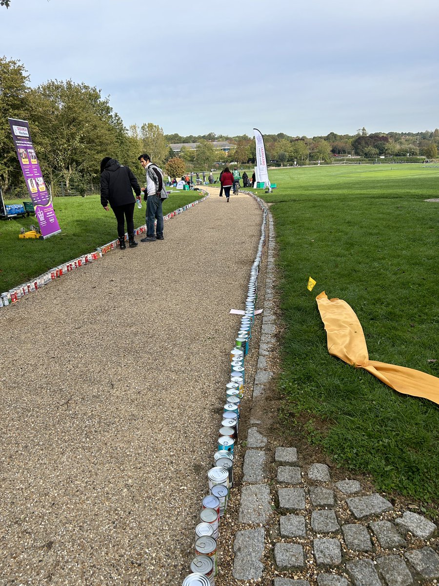 Team Yellowyoyo set up ready for the <a href="/mkfoodbank/">MK Food Bank</a> Bank #MKCan #GuinnessWorldRecord breaking event in The Parks Trust  #CampbellPark.  #WorldFoodDay #foodpoverty
