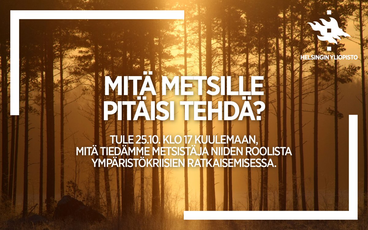 🌲 Mikä on Suomen metsien rooli #ilmastonmuutos ja #luontokato torjunnassa?

👉 bit.ly/3RQOV5S

📆 Tule 25.10. kuulemaan, millaista metsäpolitiikkaa Suomen kannattaisi tutkitun tiedon valossa tehdä! @ilmastopaneeli1 <a href="/helsinkiuni/">University of Helsinki</a> <a href="/RaisaMakipaa/">Raisa Mäkipää</a> <a href="/LukeFinland/">Luonnonvarakeskus</a> #tutkimus