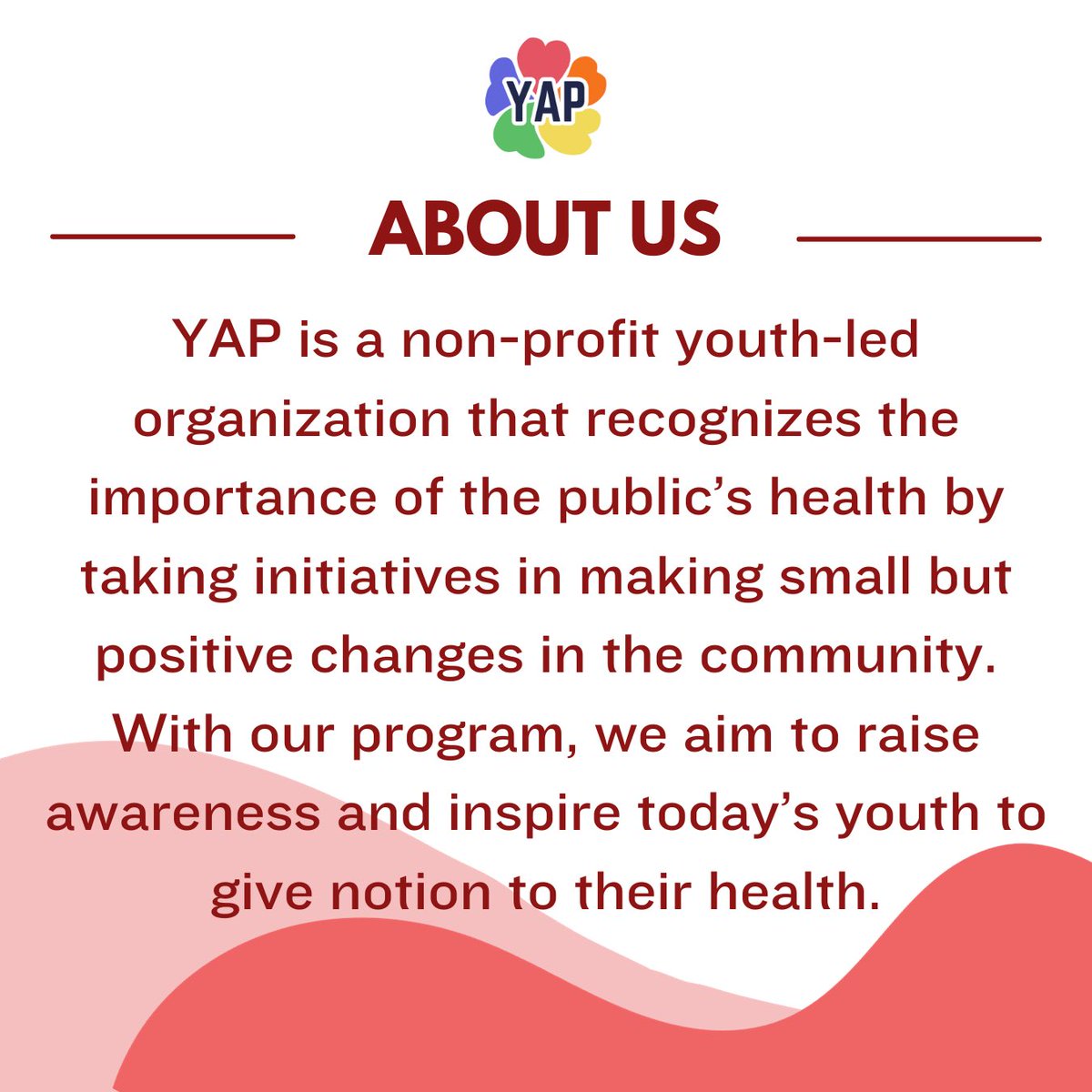 yap23_org's tweet photo. Join us in our journey to fulfill our mission and bring our vision to life 💫 Together, let's create a healthier and brighter future for our communities 🏡

#YouthAdvocatesForPublicHealth #YAP #YAPPERZ https://t.co/dP4GwgBUiE