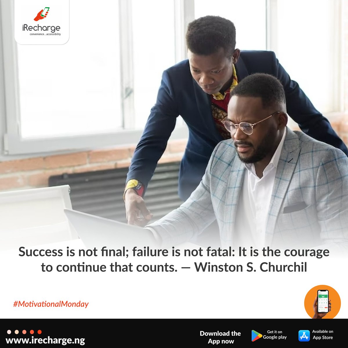 iRechargeNG's tweet photo. Embrace the new week with boundless energy and unstoppable determination! πͺβ¨ #MondayMotivation #iRecharge #NewWeekNewGoals #OneBankTransfer #EasyBillPayments. https://t.co/ZoVL9hQT46
