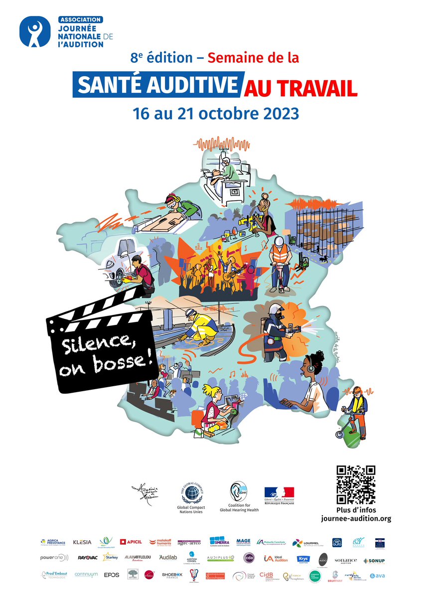 |EVENEMENT #SSAT2023|
JOUR J !  Lancement de la 8e Semaine de la Santé Auditive au Travail 2023. Les actifs se questionnent sur le bruit au travail. Enquête révèle : 1 actif sur 2 ressent la gêne du bruit sur sa #santé. Les enjeux majeurs se profilent. #SSAT2023 #BruitAuTravail
