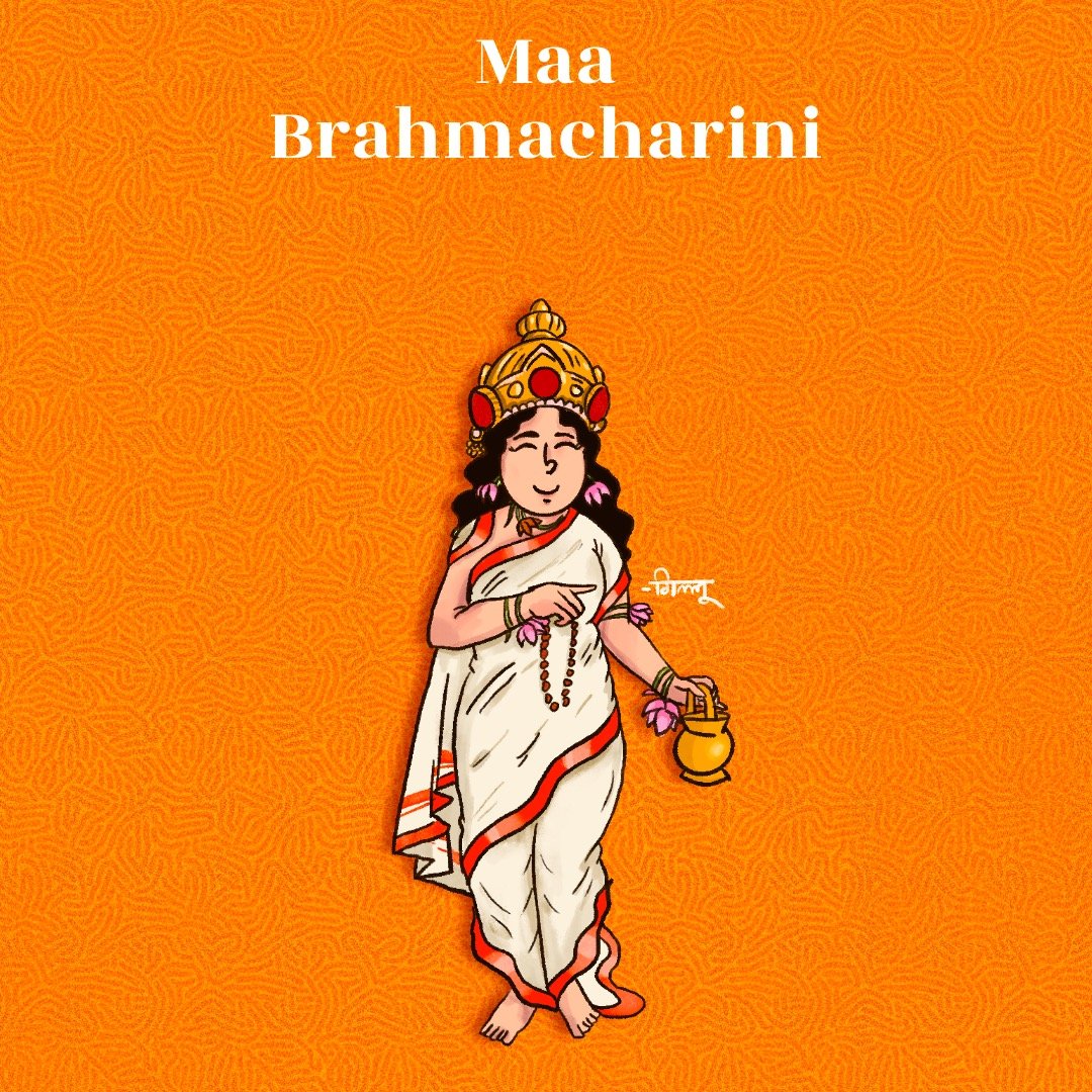 Day 2: Maa Brahmacharini. 

We bow to the Goddess of Love and Compassion, of the Embodiment of Asceticism, Self-control and Purity.