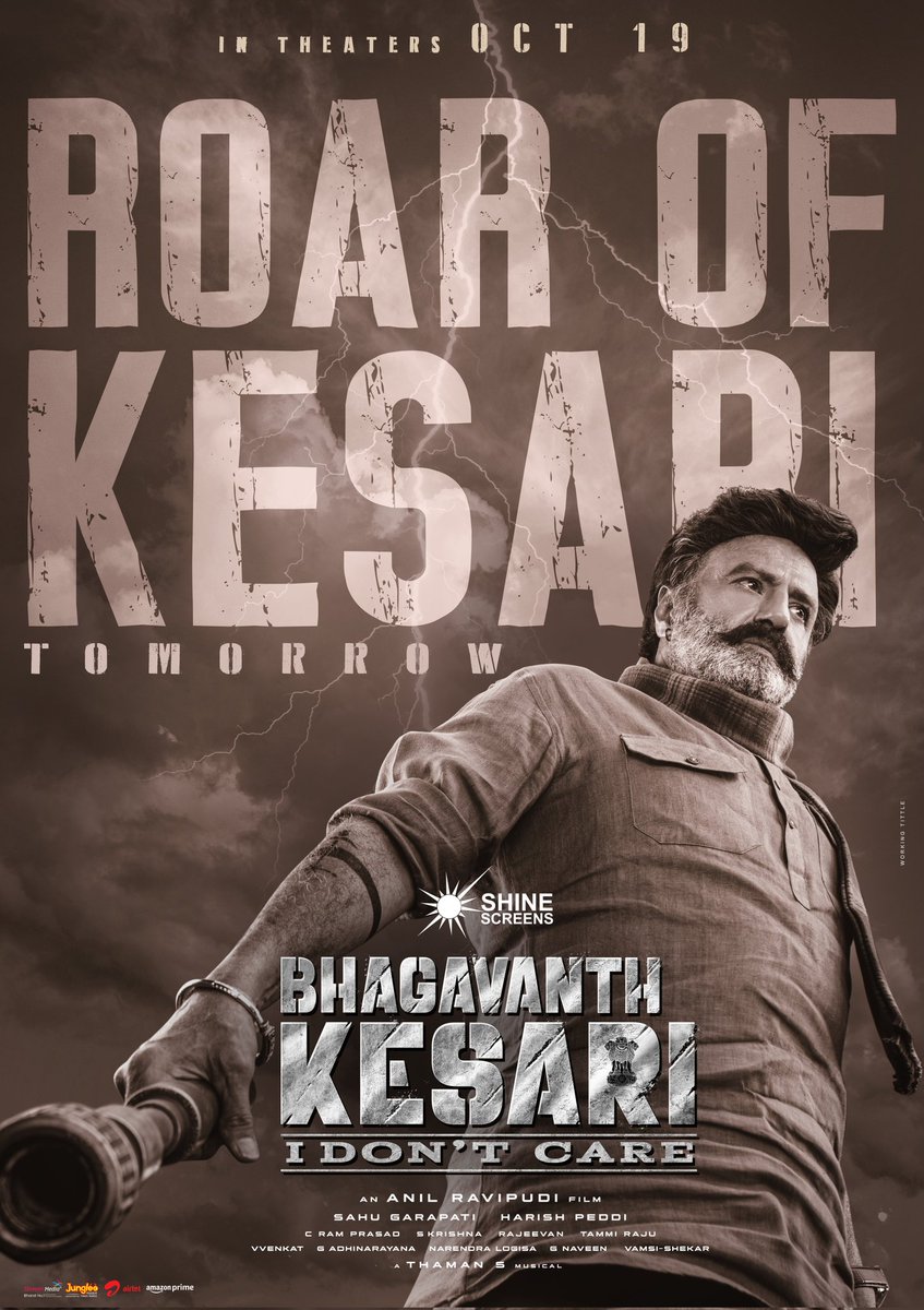 Shine Screens (@shine_screens) on Twitter photo The most anticipated song from the much-awaited film❤️🔥
#RoarOfKesari out TOMORROW🔥
#BhagavanthKesari IN CINEMAS FROM OCT 19th💥
#NandamuriBalakrishna <a href="/AnilRavipudi/">Anil Ravipudi</a> <a href="/MsKajalAggarwal/">Kajal Aggarwal</a> <a href="/sreeleela14/">Sreeleela</a> <a href="/rampalarjun/">arjun rampal</a> <a href="/MusicThaman/">thaman S</a> <a href="/sahugarapati7/">Sahu Garapati</a> <a href="/harish_peddi/">Harish Peddi</a> <a href="/JungleeMusicSTH/">Junglee Music South</a> The most anticipated song from the much-awaited film❤️🔥
#RoarOfKesari out TOMORROW🔥
#BhagavanthKesari IN CINEMAS FROM OCT 19th💥
#NandamuriBalakrishna <a href="/AnilRavipudi/">Anil Ravipudi</a> <a href="/MsKajalAggarwal/">Kajal Aggarwal</a> <a href="/sreeleela14/">Sreeleela</a> <a href="/rampalarjun/">arjun rampal</a> <a href="/MusicThaman/">thaman S</a> <a href="/sahugarapati7/">Sahu Garapati</a> <a href="/harish_peddi/">Harish Peddi</a> <a href="/JungleeMusicSTH/">Junglee Music South</a>