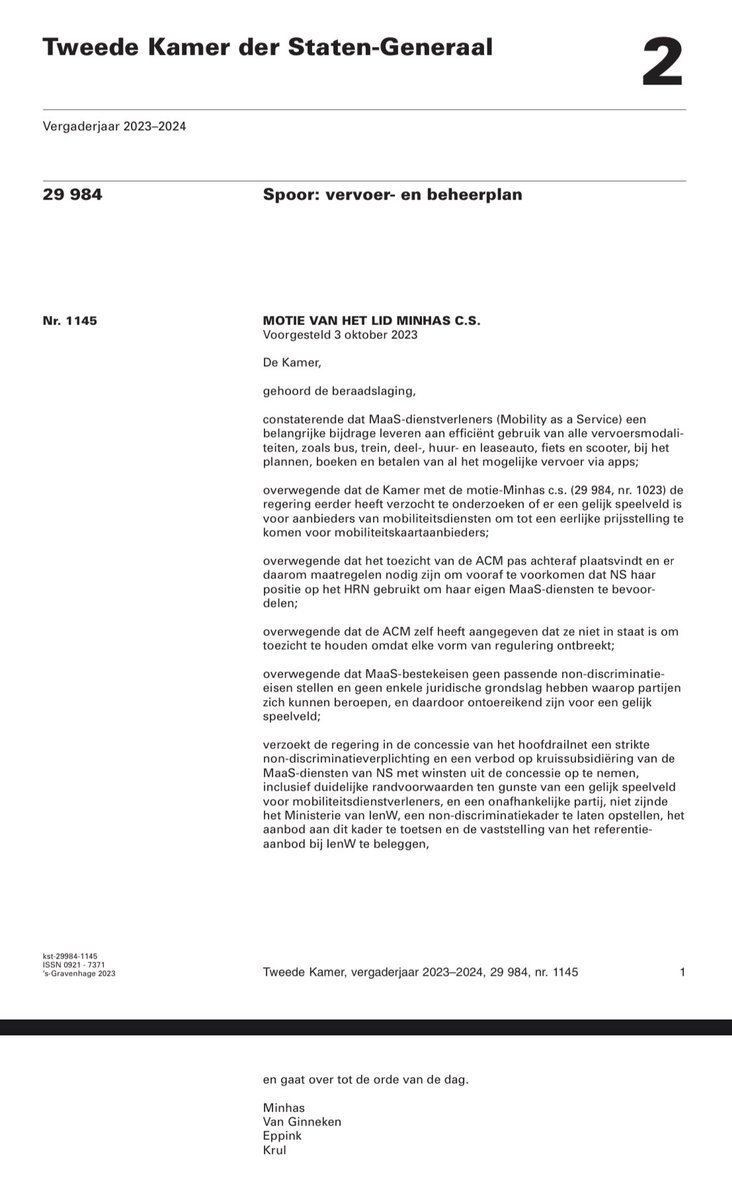 minhas_fahid's tweet photo. @VIM_Maas dragen bij aan een complete deur-tot-deur reis via deelmobiliteit en OV. Het is daarbij van belang dat er eerlijke spelregels zijn voor dit soort bedrijven enerzijds en NS, dat soortgelijke diensten aanbiedt, anderzijds. Per motie hebben we ook dat afgedwongen. 9/10 https://t.co/gxEU7GEvqK