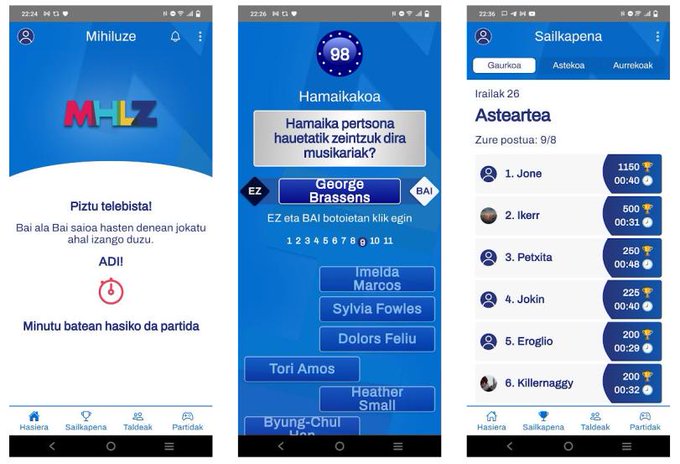 EITB-en Mihiluze APP-a garatu dugu: codesyntax.com/eu/proiektuak/…  Prest duzu gaurtik aurrera. Bai ala Bai saioa hasten denean jokatu ahal izango duzu. Instalatzeko:
- Android labur.eus/mhlz-and
- iOS labur.eus/mhlz-ios
Deskargatu eta frogatu.
