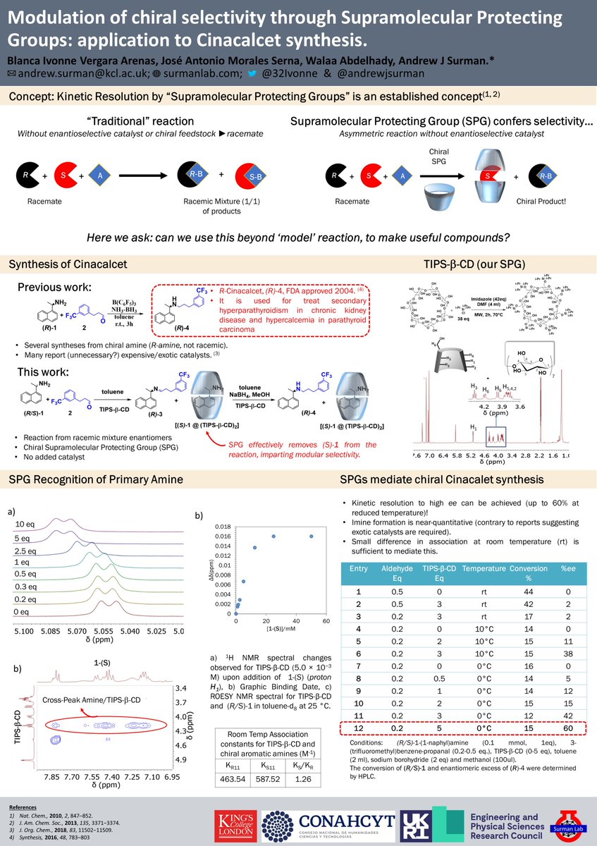 Hi <a href="/LatinXChem/">LatinXChem</a>, presenting my work ‘Modulation of chiral selectivity through Supramolecular Protecting Groups: application to Cinacalcet synthesis’ at #LatinXChem23 #LatinXChemOrg #Org106 <a href="/andrewjsurman/">Andrew Surman</a> <a href="/JAMoralesSerna/">J. A. Morales-Serna</a> <a href="/kclchemistry/">King's Chemistry</a> <a href="/KingsNMES/">KCL Natural, Mathematical & Engineering Sciences</a>