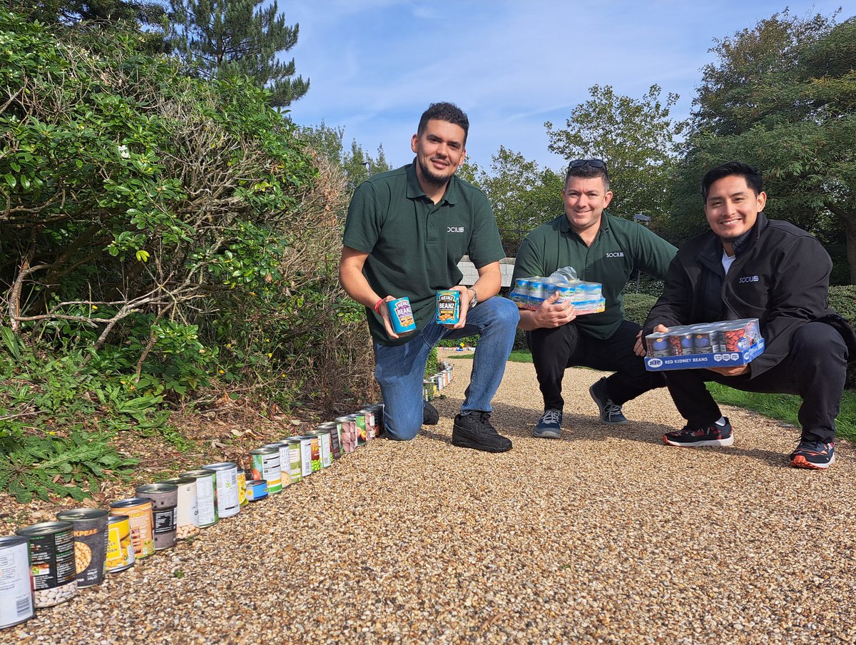 Some of the @SociusDevUK team are in #MiltonKeynes today helping @mkfoodbank with their huge World Record attempt #MKCan for the longest ever line of cans (10km) all to help the charity on #WorldFoodDay 🥫🥫🥫