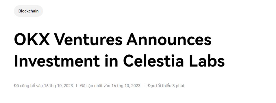 HeosRe's tweet photo. OKX Ventures công bố đầu tư vào Celestia Labs

#OKXVentures, chi nhánh đầu tư của công ty công nghệ Web3 và sàn giao dịch tiền điện tử hàng đầu OKX, 

Hôm nay đã công bố tham gia vào vòng cấp vốn #Series #B của #CelestiaLab. #Celestia là mạng blockchain mô-đun đầu tiên, có nghĩa là các nhà phát triển có thể sử dụng Celestia làm lớp cơ sở cho các chức năng đồng thuận và dữ liệu, sau đó chọn một máy ảo, chẳng hạn như Ethereum, Solana, cuộn lên không có kiến thức hoặc bất kỳ lớp thực thi hợp đồng thông minh tương thích nào khác , để xây dựng và triển khai chuỗi khối mới của riêng họ.

#Binance soon
#Okx soon