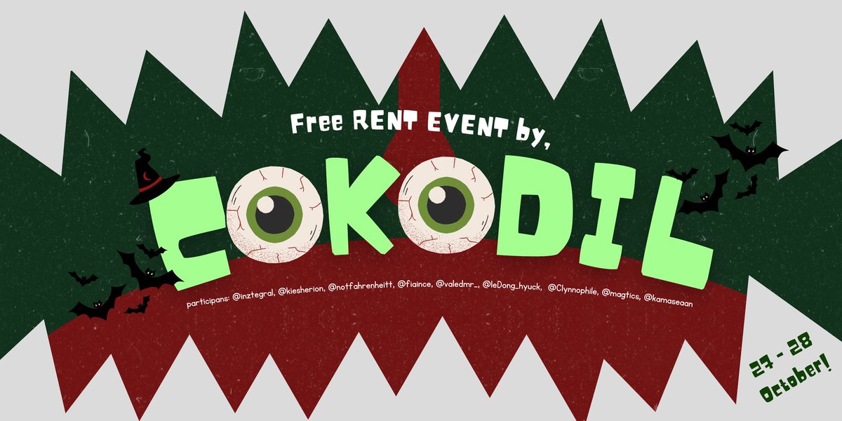fiaince's tweet photo. 𝙎𝙋𝙊𝙊𝙆𝙏𝙊𝘽𝙀𝙍 is peeping from behind your door, should we let it in? 👻

Cokodil is here to celebrate the spooky Haloween by holding our first FREE RENT!

Ah, right! For a further information to spend days with us, you can check this out! So, trick or joining the event?🎃 https://t.co/fNn8p4cgMb