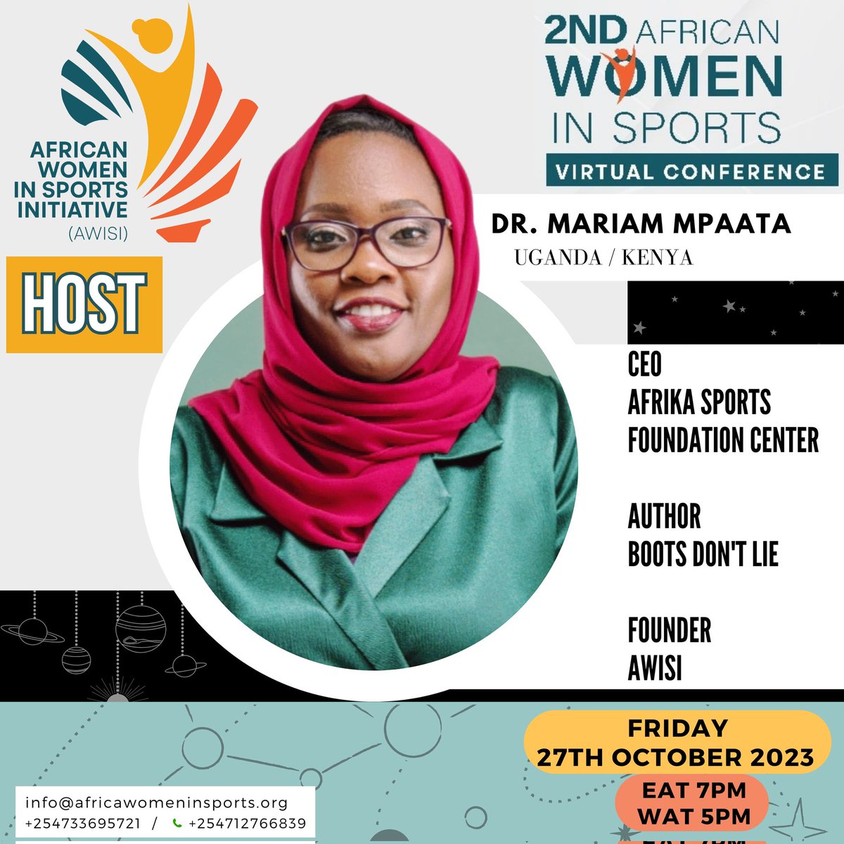 MariamMpaata's tweet photo. Hosting the 2nd Virtual conference @WeAreAWIS is both exciting and humbling. Presenting stories of resilience, relevancy and much more.. Can women in sports keep create the ripples for equality within the industry? Register https://t.co/zOB2jHklDG 
Dr.MMM https://t.co/ntpbUXskPV