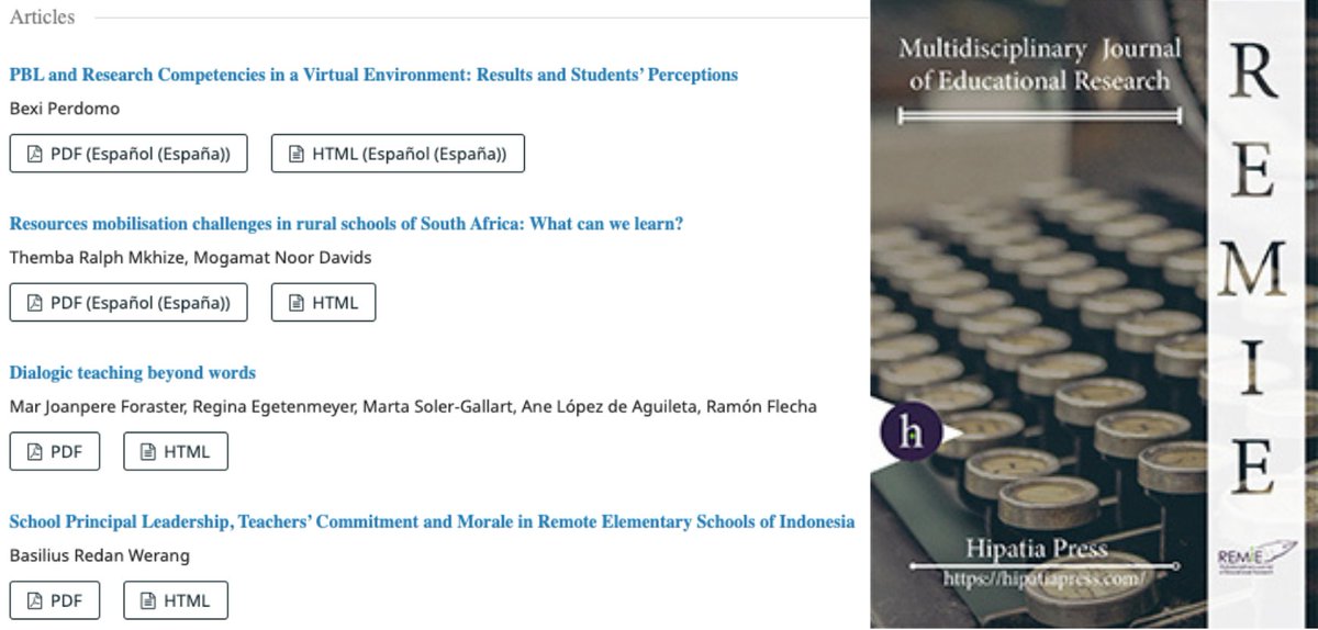 📢 OCTOBER issue now available in <a href="/REMIE_hpress/">REMIE_HipatiaPress</a>!

Outstanding #OpenAccess scientific contributions to understanding and improving educational processes just published for you! 😍

#openscience 

🔗Check out the new content at hipatiapress.com/hpjournals/ind…