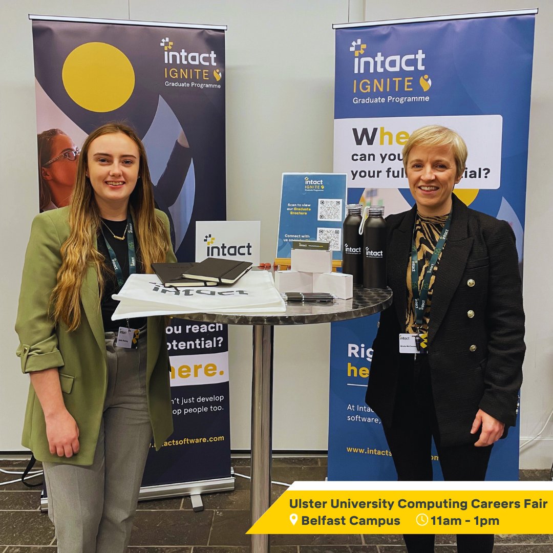 The Ulster University Autumn Computing Careers Fair at the Belfast Campus has officially begun! 🚀

Be sure to visit our stand to discover everything you need to know about our Intact Ignite Graduate program. 🎓

#UlsterUniCareersFair #GraduateProgram #Intact