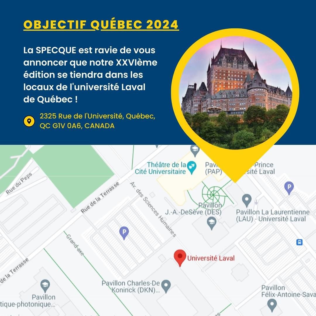 laSPECQUE's tweet photo. Pssst, approche ! 
La SPECQUE doit te donner des informations pour l’édition 2024 🇪🇺🇨🇦
Parmi ces nouvelles informations, on retrouve le nouveau logo de l’édition 2024 mais aussi les dates et le lieu de la simulation ! 
Alors, tu seras là ? https://t.co/JzIy9Ifabg