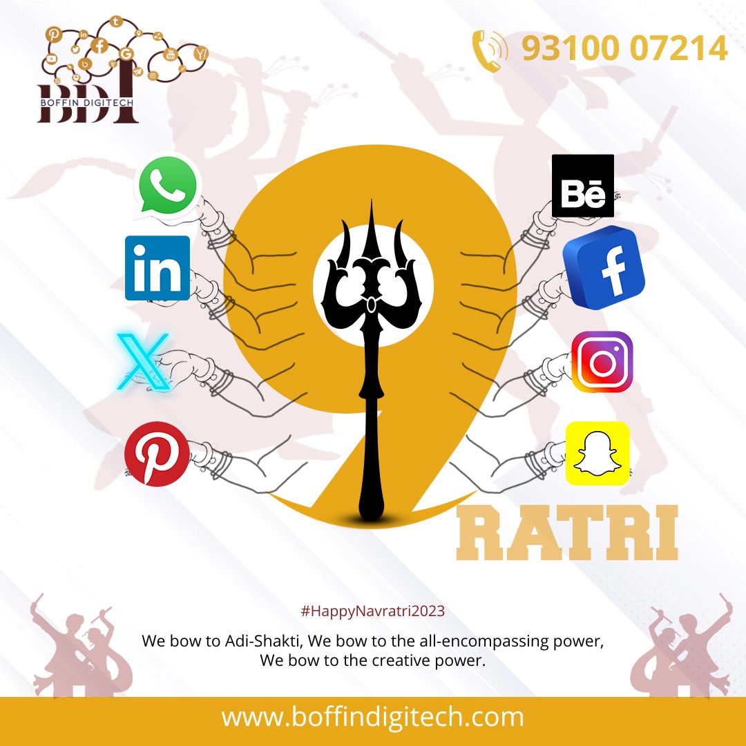 BoffinDigitech's tweet photo. We bow to Adi-Shakti, We bow to the all-encompassing power. We bow to the creative power. Wish you all a very Happy Navratri.
.
.
#socialmedia #marketing #strategy #DigitalMarketingExcellence #StrategyInAction #TargetAudienceInsights #Navratri2023 #octnavratri https://t.co/svyFPyi0ik