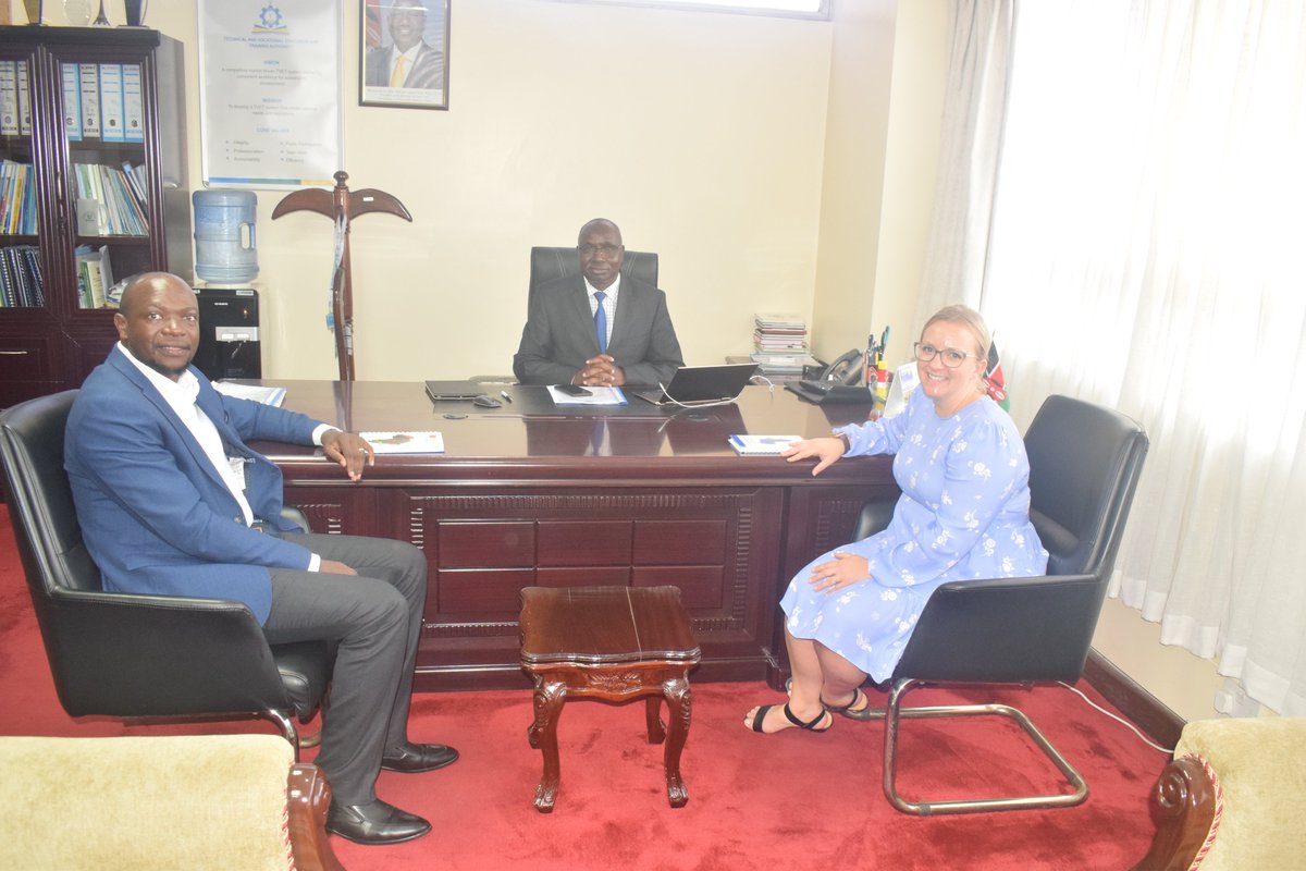 TVETAKenya's tweet photo. 1/3 TVETA DG Dr Kipkirui Langat today held a meeting with CICan Manager of Operations Catherine Pacquin, &amp; Senior Technical Advisor/representative Aggrey Ndombi who paid him a courtesy call.  @Langat_Kipkirui @CICan_Kenya @MastercardFdn @EduMinKenya @TVET_MoE https://t.co/sbOc0k3bx0