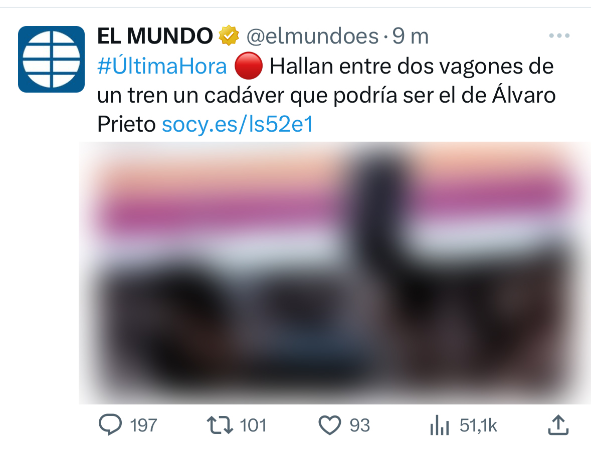 _JLMartinez_'s tweet photo. El tratamiento que los medios de comunicación están dando al hallazgo de un cuerpo que podría ser el del joven Álvaro Prieto se estudiará en todas las facultades de Comunicación. No quedan valores. Es repugnante. https://t.co/Ib4PRrKsUZ