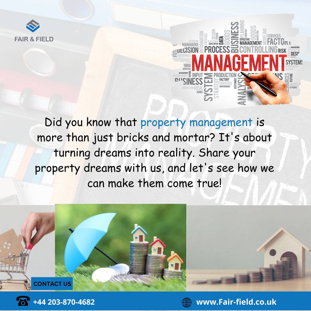 FairandField's tweet image. Fair & Field: Elevating Property Management in London! Our dedicated team focuses on optimizing your property's performance and value. 
#FairAndField #LondonPropertyManagement #PropertyOptimization #LondonRealEstate #TailoredStrategies #LondonPropertyMarket #PropertyPerformance