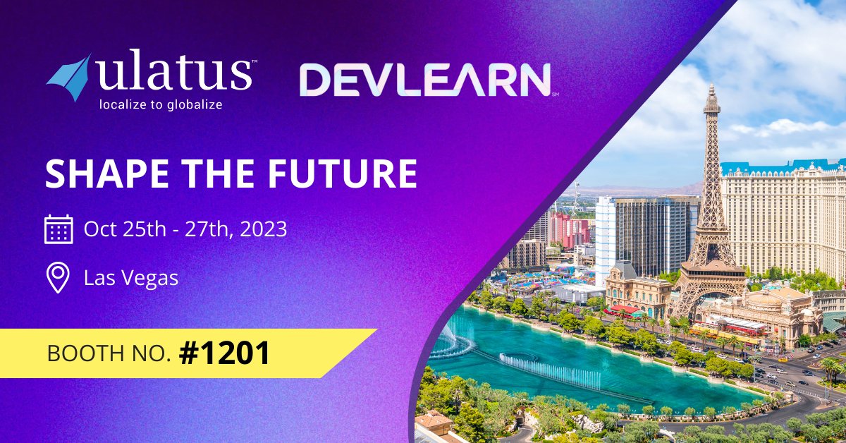 ulatus's tweet image. We've returned to the prestigious DevLearn Conference in Las Vegas! Join us & meet our experts who'll guide you on e-learning localization and other L&D services, ensuring global outreach in your audience's language. Can't wait to meet you!
#DevLearn2023 #Ulatus