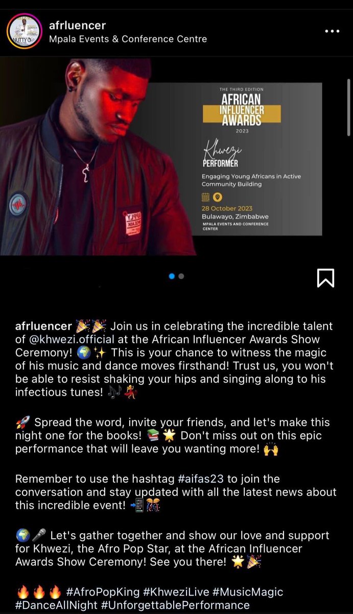To family

Nansi ndaba African Influencer Awards ..we on stage 
Long dream finally coming True ……We performing at the Awards mhlobowam..❤️☝🏾🔥 shout out to <a href="/afrluencer/">AFRLUENCER</a> sbonge

28 October 2023…yimi njalo