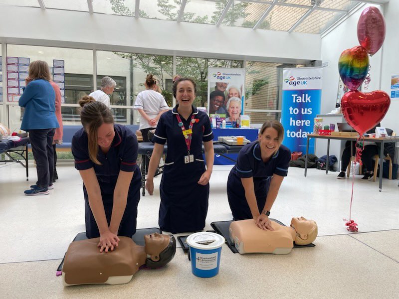 Ward 9a-Glos Royal (@9a_ward) on Twitter photo Gynaecology team helping with 'restart a heart day' taking place in the atrium @ GRH 12HR CPR-a -thon in aid of glos hospitals charity to raise awareness of cardiac arrests. Come along to learn CPR and AED use <a href="/gloshospitals/">Gloucestershire Hospitals NHS Foundation Trust</a> Gynaecology team helping with 'restart a heart day' taking place in the atrium @ GRH 12HR CPR-a -thon in aid of glos hospitals charity to raise awareness of cardiac arrests. Come along to learn CPR and AED use <a href="/gloshospitals/">Gloucestershire Hospitals NHS Foundation Trust</a>