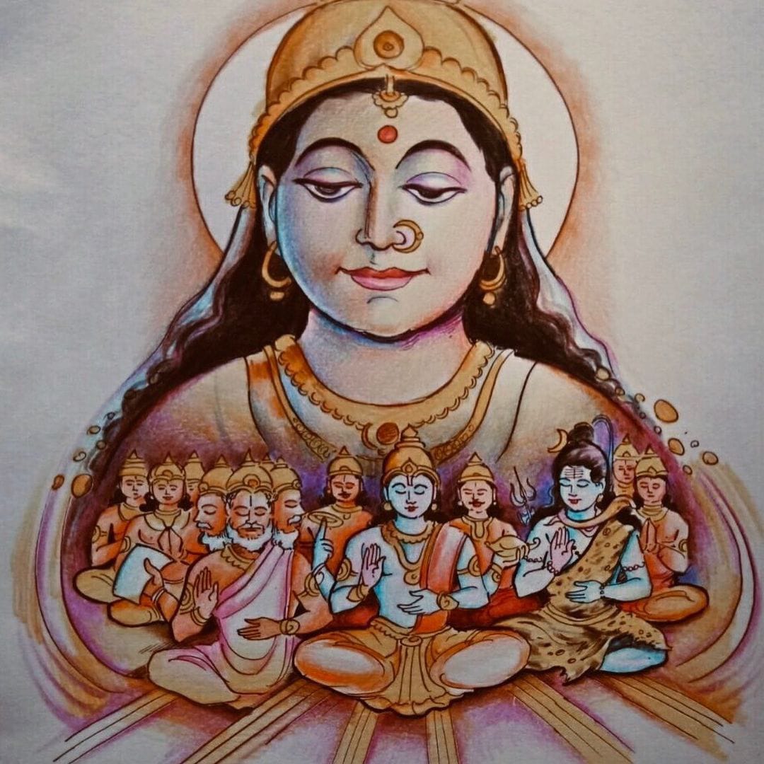*DevaJata:*
On the second day, the form of the Goddess which was formed from thin air when divine powers emanated from devas (heavenly bodies) prayed in unison.

#Navaratri