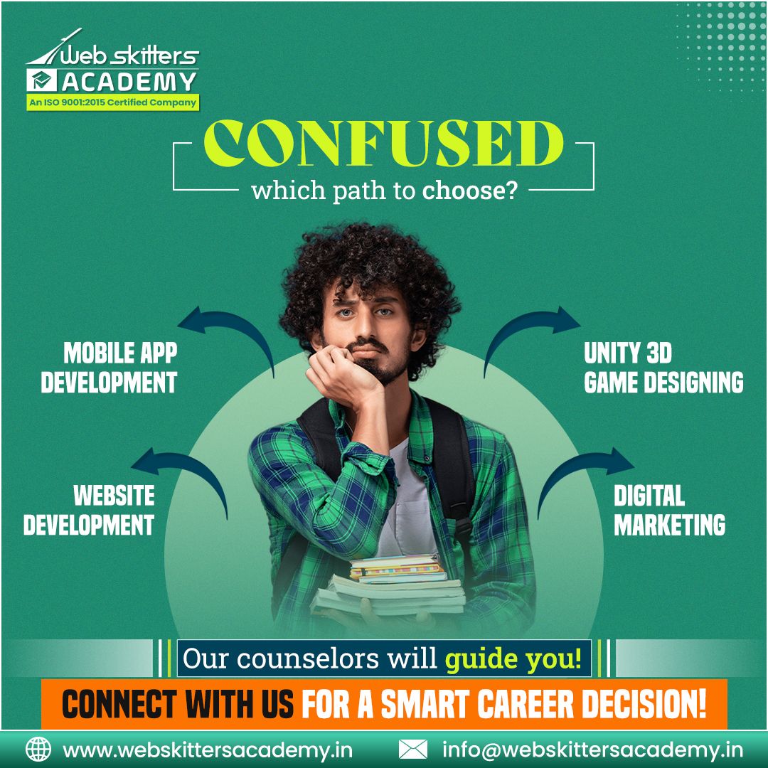 WebSkitters_Edu's tweet image. Are you confused about making the right career decisions? 
Let our counselors help you!
Call: 1800 419 9397
Mail: info@webskittersacademy.in

#WebskittersAcademy #ITcourse #MobileAppDevelopmentCourse #GameDevelopmentCourse #WebDevelopmentCourse #DigitalMarketingCourse