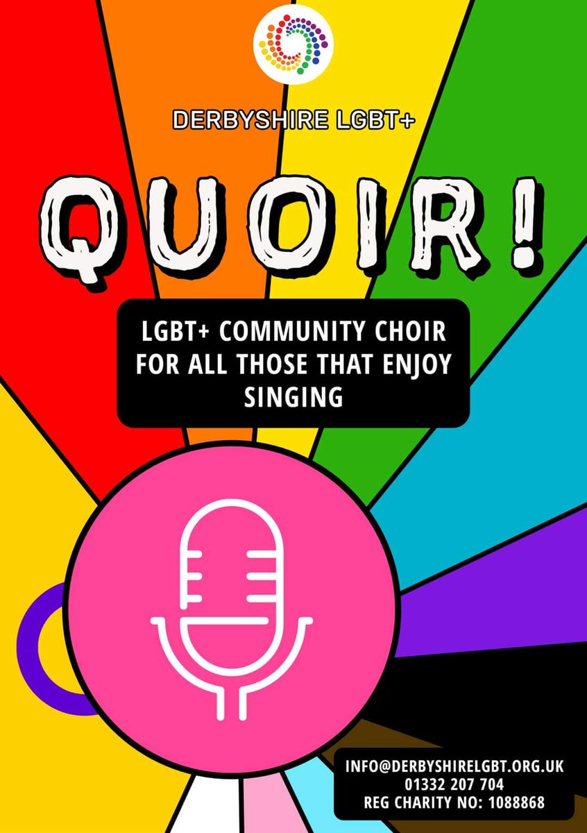 This Tuesday is the return of our LGBT+ Choir! ✨🎤🎼🎹 The group is open to all those that enjoy singing & it would be great to see lots of you there! We will be meeting at 6:30pm at our Derby Centre on Curzon Street 🏳️‍⚧️🏳️‍🌈