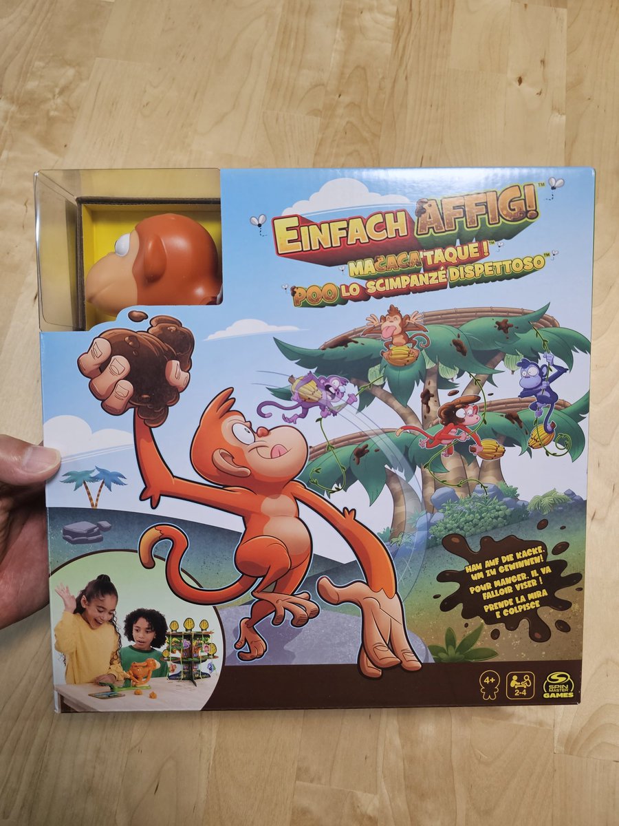 studiummundi's tweet image. EINFACH AFFIG!

お猿さんが出したウンチを、お猿さんの投石機でバナナに当てるアクションゲーム！バナナの獲得数に応じて木を登り、先に登頂出来たら勝ち！慣れてきたら、射的の如くウンチが狙ったに当たるという爽快感もあり、ギミック含めて盛り上がること間違いなし！

#spiel23 
#einfachaffig