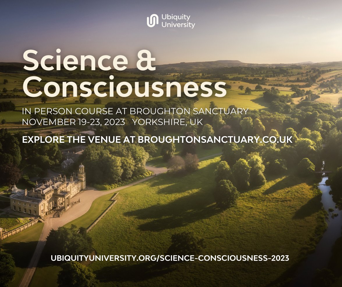 Learn about and experience some wyrd time? Science and Consciousness 2023 - Wyrd Time at Broughton Hall Estate, November 19 to 23. Including my talk on the experience of time, from the ordinary to altered states. ubiquityuniversity.org/science-consci…