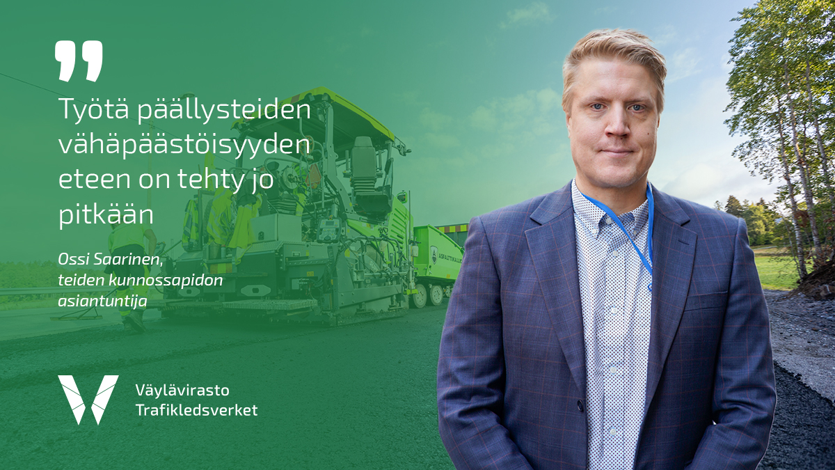 🛣️ Laadukas tiepäällyste on ympäristöteko.

♻️ Teiden kunnossapidon asiantuntija Ossi Saarinen kertoi ympäristöpäivässämme päällysteiden ja tiemerkintöjen ympäristökriteereistä nyt ja tulevaisuudessa.

👉 Lue juttu: vayla.fi/-/laadukas-tie…

#ympäristöpäivä #päällystetyöt