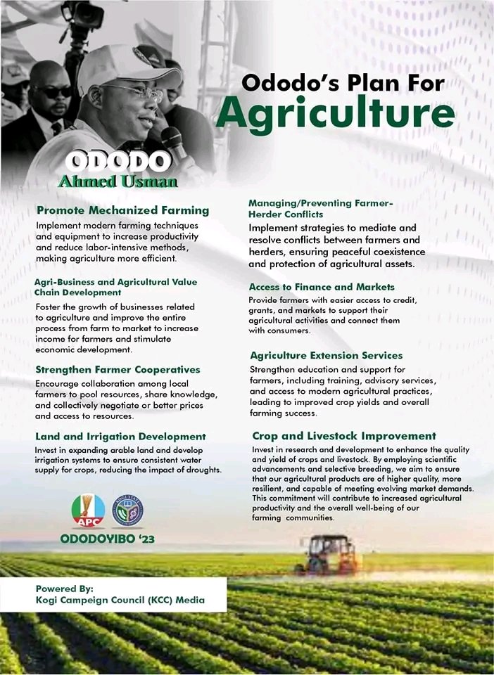 To restate our clear vision/plans on this World Food Day, we are committed to supporting practices & reforms to maximize our Agricultural potentials & ensure food security for all

#WorldFoodDay
#AgricultureForAll
#OAU2023
#KogiDecide2023
#FoodDay #WorldFoodDay2023