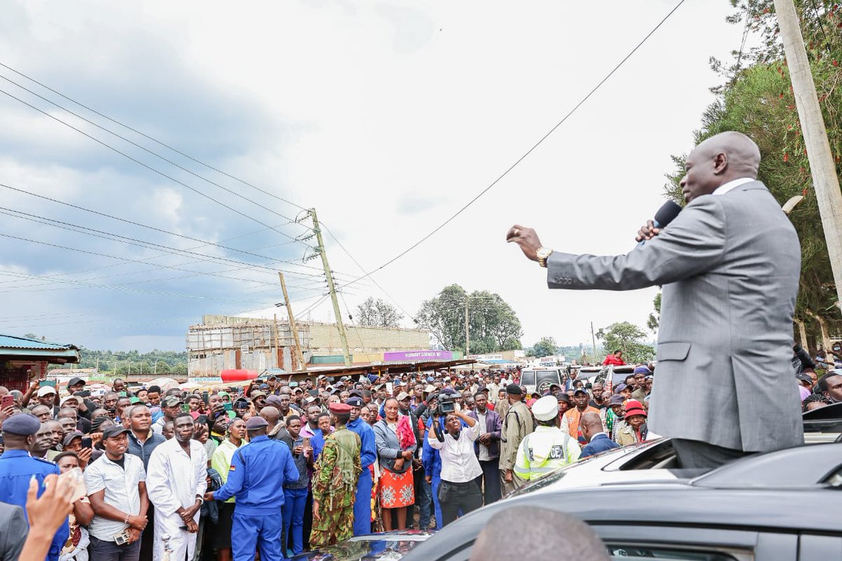 rigathi's tweet photo. On my way to Kapkatet Stadium for the opening of the Universal Health Coverage Pre-Mashujaa Day Conference at Kapkatet Stadium, I acknowledged greetings from the jubilant residents of Kapkatet town.

This is ahead of the 2023 Mashujaa Day Celebrations to be graced by President @WilliamsRuto this Friday.

I assured the residents of the commitment of the Ruto Administration to provide services to every Kenyan. 

I urged the residents to work hard and continue their support for the Kenya Kwanza Administration as we deliver as promised.