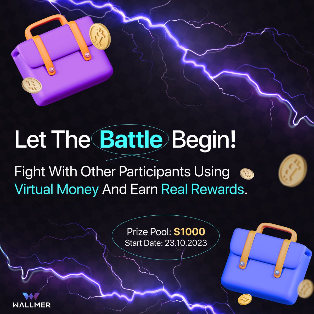 🔔 Emergency Announcement 

‼️ We are launching Fantasy Portfolio Battle 1.0 ‼️

💼 Create a virtual portfoliо, earn the most in 10 days, and claim a piece of the $1000 #reward pool. 

📌 Link - battles.wallmer.com
- Start date: 23.10.2023

📖Terms:
1️⃣ 1 user = 1 portfolio
2️⃣