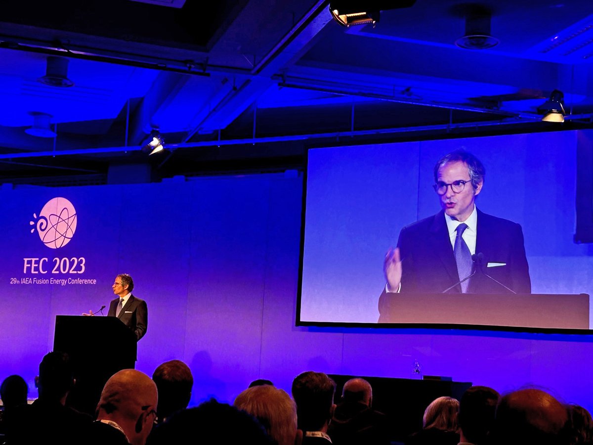 iterorg's tweet photo. "Fusion is making progress...all around the world", IAEA DG Grossi said at the opening of the 29th IAEA #FusionEnergy Conference in London. For a week fusion experts will review progress, discuss #fusionscience & technologies, and identify challenges.
@iaeaorg #Fusion2023 #ITER https://t.co/B60PJtW6xh