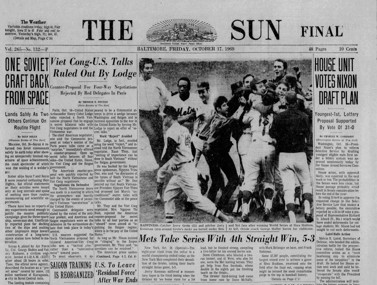 BaseballandLaw's tweet photo. We take you back to October 16, 1969

If you know...you know

#LFGM 
#Mets
@Mets
#MiracleMets 
#69Mets 
#WorldSeries   Champs

#BaseballandtheLaw 4-5 https://t.co/bms7Jl4DW0