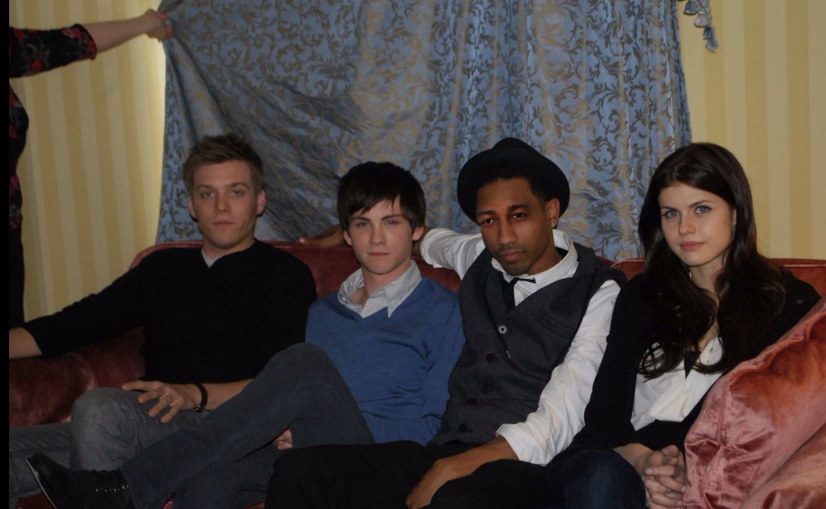 queasy_f_bby's tweet photo. in high school my friend and I interviewed the cast of Percy Jackson &amp; The Lightning Thief for our school newspaper but one of the guys had his eyes closed in the only picture we got so I googled him and photoshopped his eyes back on and then we published it https://t.co/ywPsieioI0