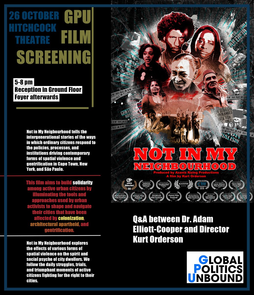 Join us on 26 October for the film screening of Not in my Neighbourhood. Details below: