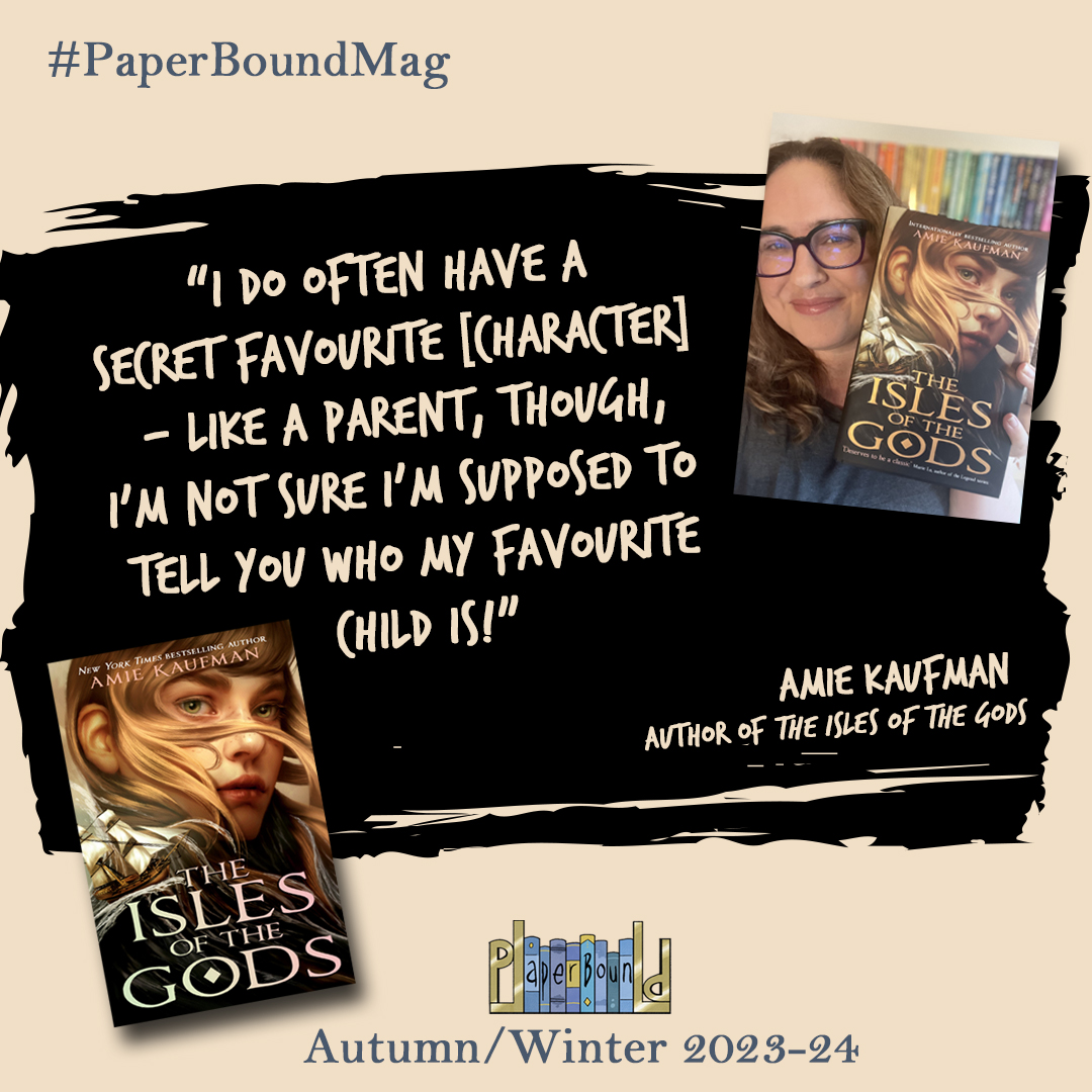 We are so excited to start sharing the #PaperBoundTeasers for the next issue! First up are the #AuthorInterviews, starting with author of #TheIslesOfTheGods @AmieKaufman. We absolutely loved this high seas fantasy adventure! Don’t miss this interview coming very soon… 💙🌊