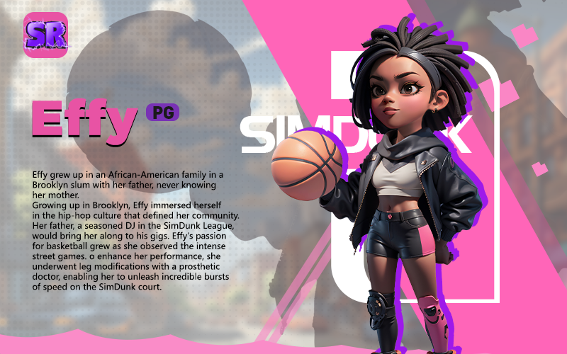 🏀 Meet Effy, the Gen. PG NFT in SimDunk Genesis! From Brooklyn's streets to SimDunk court, her journey inspires. 

Raised in hip-hop culture, she shattered barriers and became 'Sweet Sauce,' leaving her mark with fearless play. 🌟

👉You will play Effy at AlphaTest, in Days. ⏲️